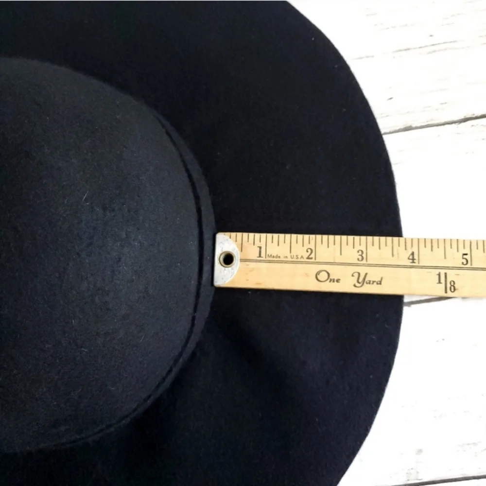 100% Wool Boho Black Floppy Felt Hat 57cm